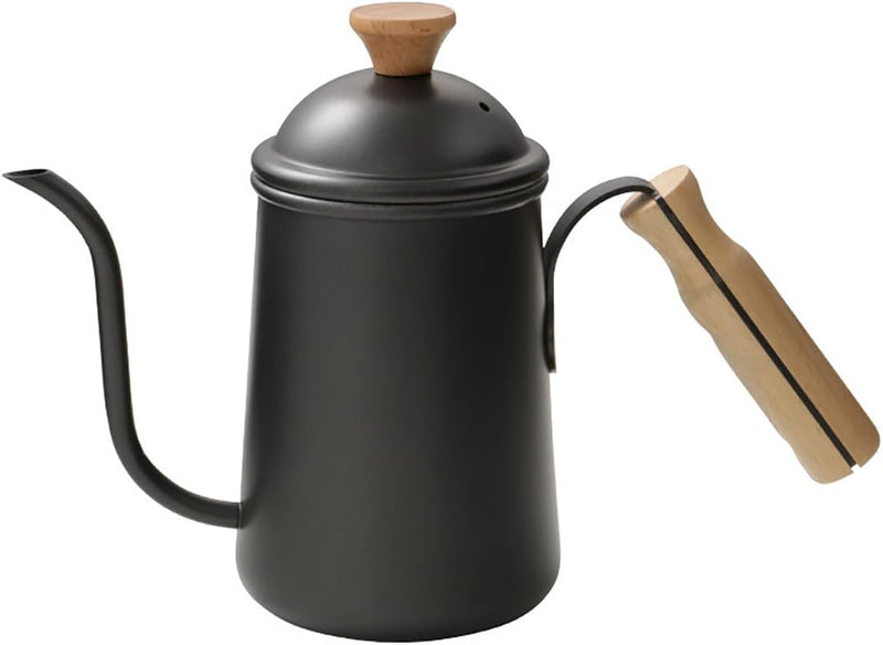 コーヒーポット ドリップポット 650ml コーヒー ポットコーヒー ケトル ドリップ ポット 胡桃木柄 蓋付 ドリップケトル 直火 ih対応 温度計 細口ケトル アウトドア キャンプ アウトドア用 コーヒー用品 おしゃれ