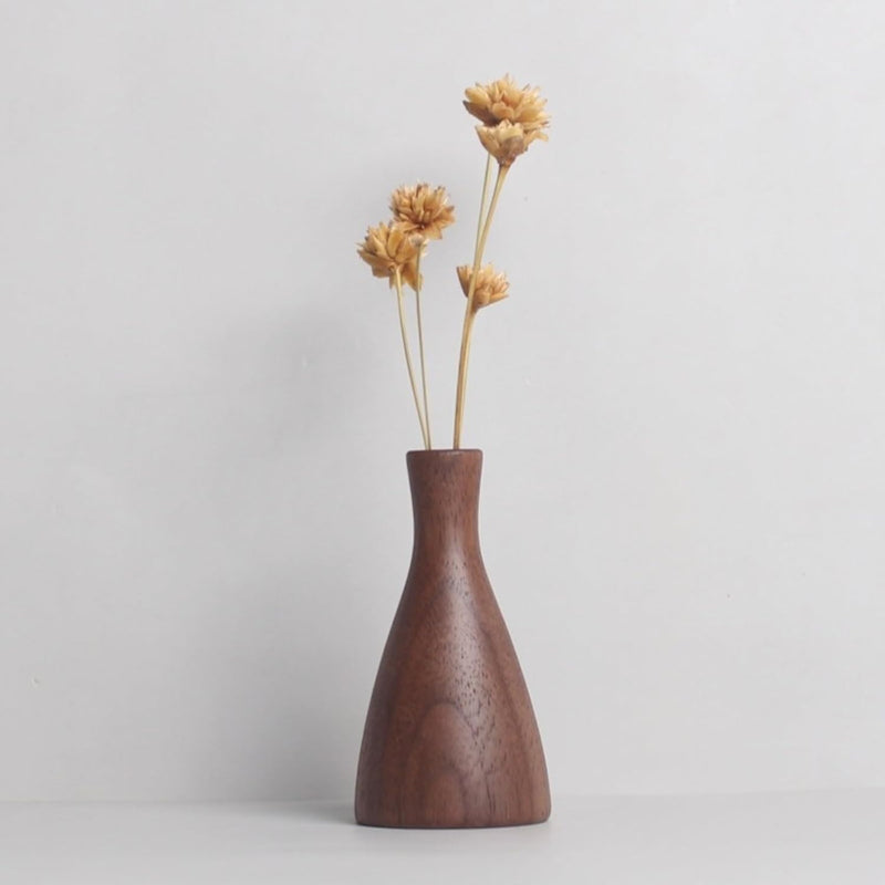 花瓶 木製 一輪挿し フラワーベース 小さい ミニサイズ 割れない flower vase おしゃれ 生け花 花器 インテリア飾り 寝室 造花用 装飾家の装飾 和風花瓶 (穴直径4.5cm、4.5*7cm)