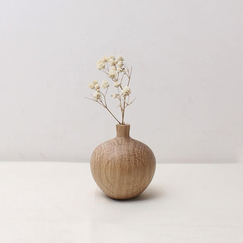 花瓶 木製 一輪挿し フラワーベース 小さい ミニサイズ 割れない flower vase おしゃれ 生け花 花器 インテリア飾り 寝室 造花用 装飾家の装飾 和風花瓶 (穴直径4.5cm、4.5*7cm)