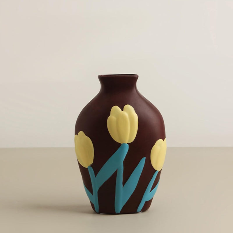 フラワーベース 花瓶 陶器 小さい flower vase 割れない 一輪挿し インテリア 花器 シンプル おしゃれ 生け花 造花 ドライフラワー 北欧 飾り インテリア飾り ins ギフト プレゼント 高さ14.5cm HP05