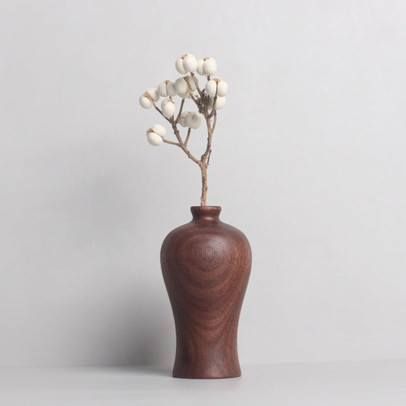 花瓶 木製 一輪挿し フラワーベース 小さい ミニサイズ 割れない flower vase おしゃれ 生け花 花器 インテリア飾り 寝室 造花用 装飾家の装飾 和風花瓶 (穴直径4.5cm、4.5*7cm)
