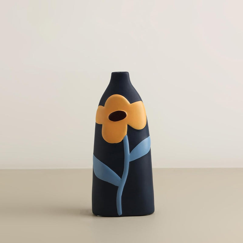 フラワーベース 花瓶 陶器 小さい flower vase 割れない 一輪挿し インテリア 花器 シンプル おしゃれ 生け花 造花 ドライフラワー 北欧 飾り インテリア飾り ins ギフト プレゼント 高さ14.5cm HP05