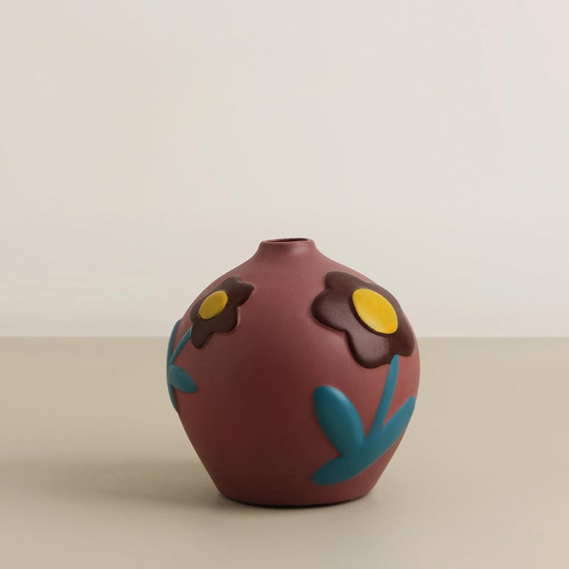 フラワーベース 花瓶 陶器 小さい flower vase 割れない 一輪挿し インテリア 花器 シンプル おしゃれ 生け花 造花 ドライフラワー 北欧 飾り インテリア飾り ins ギフト プレゼント 高さ14.5cm HP05