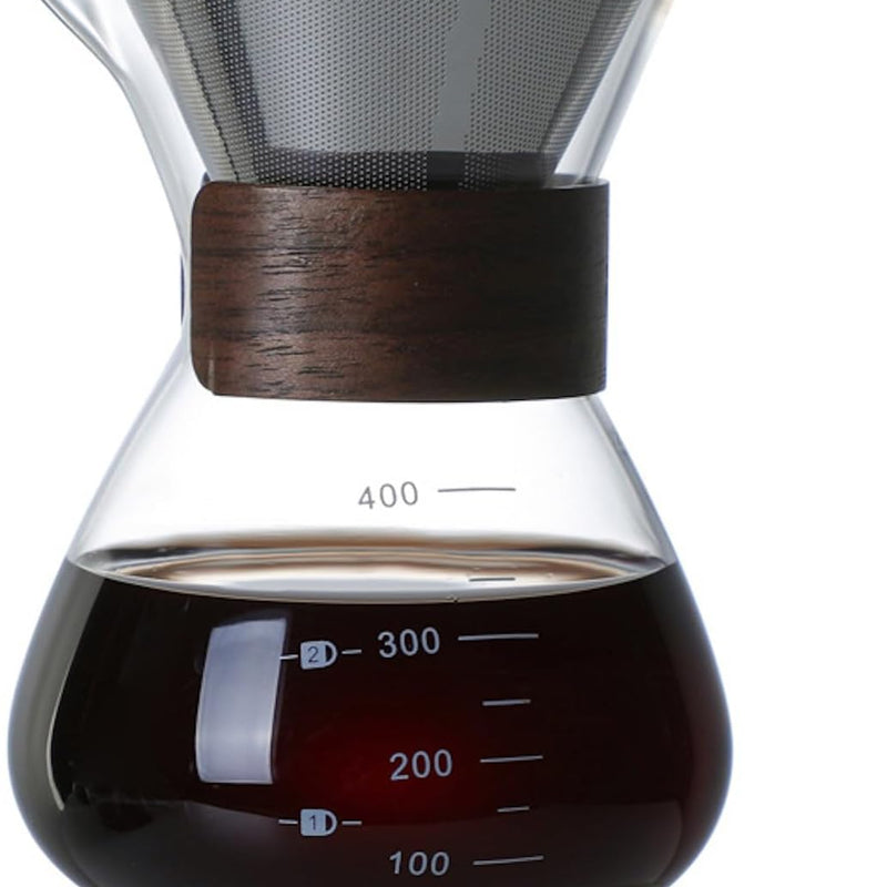 コーヒーサーバー 割れない 400ml 高ホウ素シリカガラス材料 目盛付き 直火対応 コーヒーポット 透明 電子レンジ 食洗機対応 コーヒー用品 使いやすい 洗いやすい 多用途 家用 喫茶店 1~3杯用