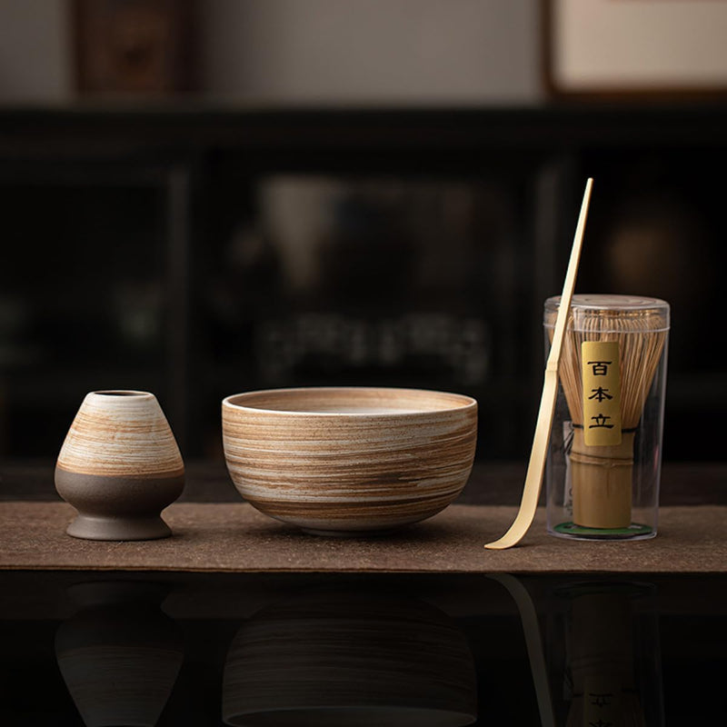 MIYUNO 抹茶セット お点前セット 茶道具 セット 4点セット 茶杓 茶筅 茶せん 百本立 茶筅立て くせ直し 初心者 お手入れも簡単 母の日 父の日 誕生日 贈り物