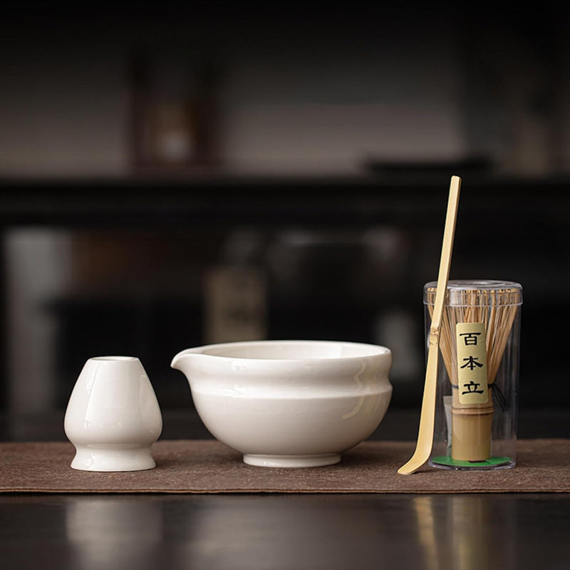 抹茶 セット 抹茶セット 自宅用 茶道具 初心者 4点セット お点前セット 抹茶 陶器 抹茶茶碗 茶杓 茶せん 百本立 茶筅立て くせ直し 茶道セット matcha set for beginners お手入れも簡単 母の日 父の日 誕生日 贈り物 おしゃれ 窯変グリーン 450ml CJ111