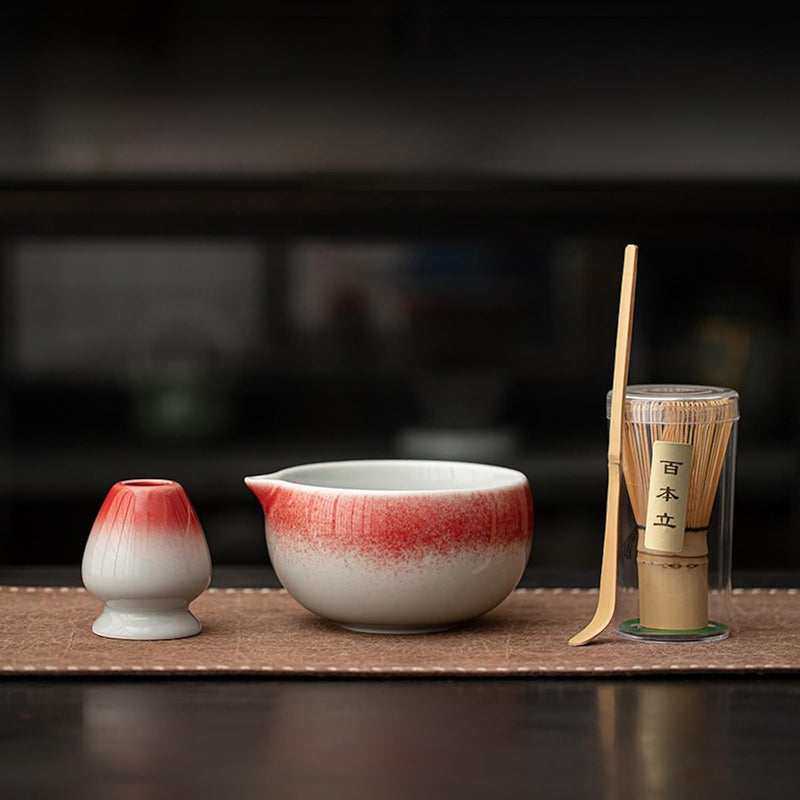 MIYUNO 抹茶 セット 抹茶セット 自宅用 茶道具 初心者 4点セット お点前セット 抹茶 陶器 抹茶茶碗 茶杓 茶せん 百本立 茶筅立て くせ直し 茶道セット matcha set for beginners お手入れも簡単 母の日 父の日 誕生日 贈り物セット おしゃれ グラデーションブルー 510ml CJ84