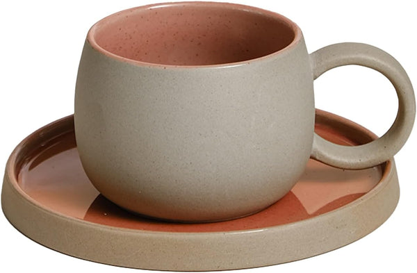 コーヒーカップ 陶器 ソーサー セット セラミック  250ml ピンク