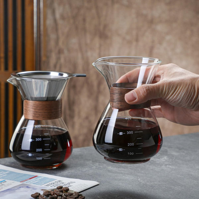 コーヒーサーバー 割れない 400ml 高ホウ素シリカガラス材料 目盛付き 直火対応 コーヒーポット 透明 電子レンジ 食洗機対応 コーヒー用品 使いやすい 洗いやすい 多用途 家用 喫茶店 1~3杯用