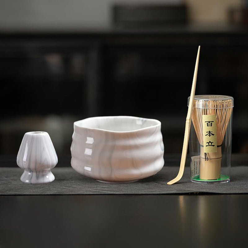 抹茶セット 初心者 お点前セット 茶道具 茶器 セット 4点セット 陶器 抹茶碗 茶杓 茶筅 茶せん 百本立 茶筅立て くせ直し お手入れも簡単 おうち時間グッズ 母の日 父の日 誕生日 贈り物 580ml グラデーショングリーン
