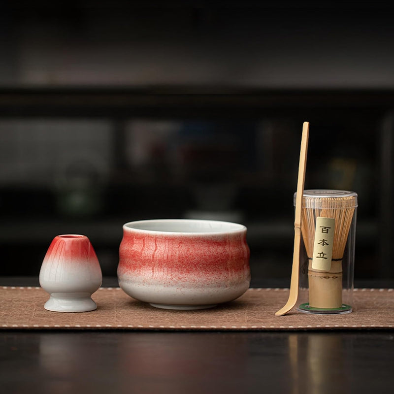 MIYUNO 抹茶 セット 抹茶セット 自宅用 茶道具 初心者 4点セット お点前セット 抹茶 陶器 抹茶茶碗 茶杓 茶せん 百本立 茶筅立て くせ直し 茶道セット matcha set for beginners お手入れも簡単 母の日 父の日 誕生日 贈り物セット おしゃれ グラデーションブルー 510ml CJ84