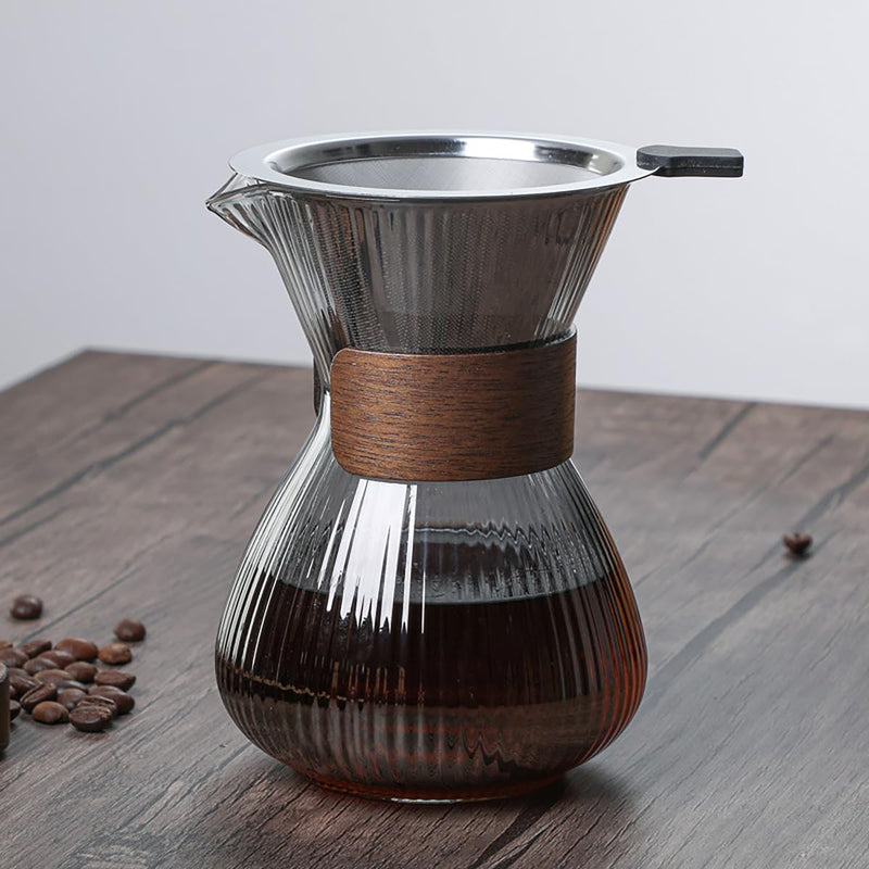 コーヒーサーバー 割れない ドリップコーヒーサーバー 大容量 コーヒードリッパー 耐熱ガラス 400ml 高ホウ素シリカガラス材料 ペーパーコーヒーフィルター不要 器具 コーヒーサーバーセット ハンドドリップ コーヒーカラフェ コーヒーサーバー 喫茶店 おしゃれ