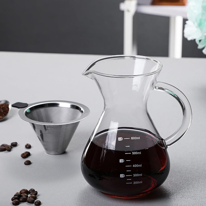 コーヒーサーバー 割れない ドリップコーヒーサーバー 大容量 コーヒードリッパー 耐熱ガラス 400ml 600ml 800ml 目盛付き ペーパーコーヒーフィルター不要 器具 コーヒーサーバーセット ハンドドリップ コーヒーカラフェ コーヒーサーバー 喫茶店 おしゃれ