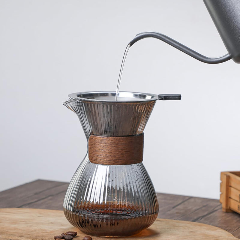 コーヒーサーバー 割れない ドリップコーヒーサーバー 大容量 コーヒードリッパー 耐熱ガラス 400ml 高ホウ素シリカガラス材料 ペーパーコーヒーフィルター不要 器具 コーヒーサーバーセット ハンドドリップ コーヒーカラフェ コーヒーサーバー 喫茶店 おしゃれ