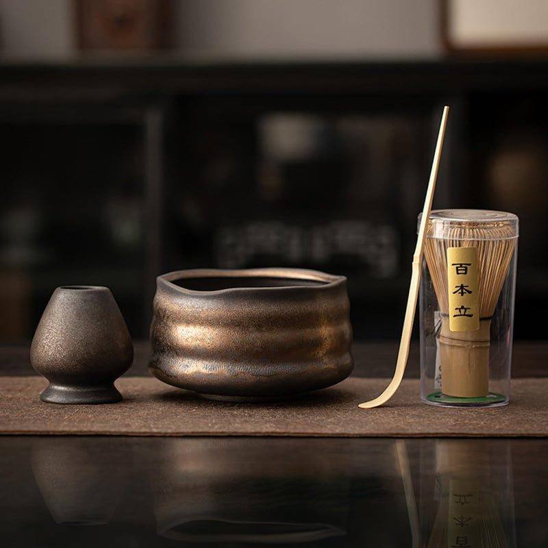 MIYUNO 抹茶セット お点前セット 茶道具 セット 4点セット 茶杓 茶筅 茶せん 百本立 茶筅立て くせ直し 初心者 お手入れも簡単 母の日 父の日 誕生日 贈り物