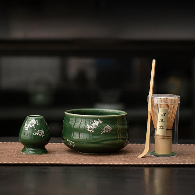 MIYUNO 抹茶 セット 抹茶セット 自宅用 茶道具 初心者 4点セット お点前セット 抹茶 陶器 抹茶茶碗 茶杓 茶せん 百本立 茶筅立て くせ直し 茶道セット matcha set for beginners お手入れも簡単 母の日 父の日 誕生日 贈り物セット おしゃれ グラデーションブルー 510ml CJ84