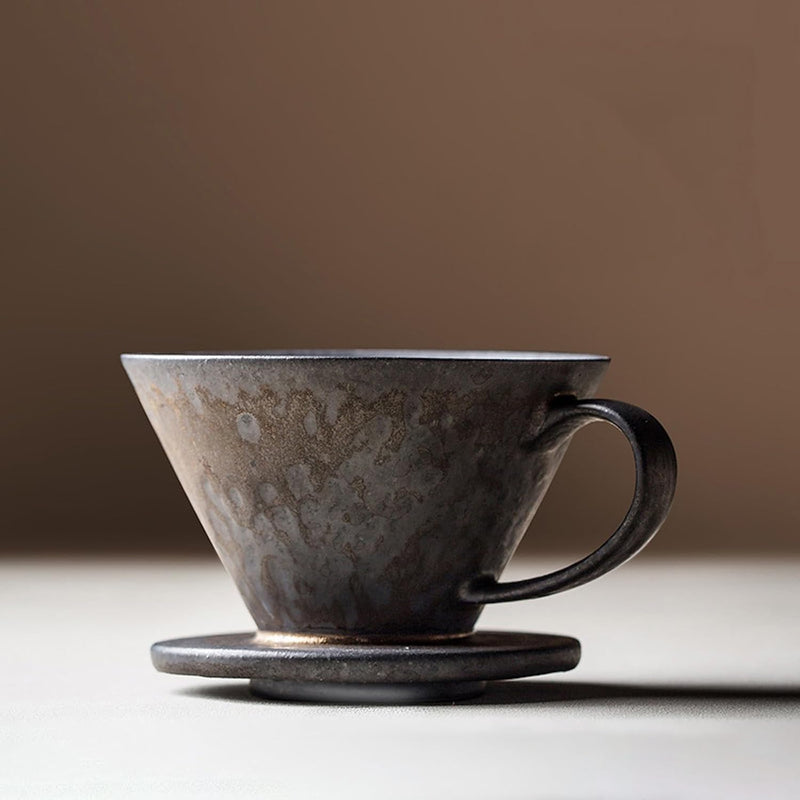 コーヒードリッパー コーヒーサーバーセット 450ml 復古 陶磁器製 ハンドドリップセット コーヒーサーバー ドリッパー 電子レンジ·食洗機対応 コーヒー用品 洗いやすい 多用途 家用 喫茶店 プレゼント おしゃれ 1~4杯用 鎏金