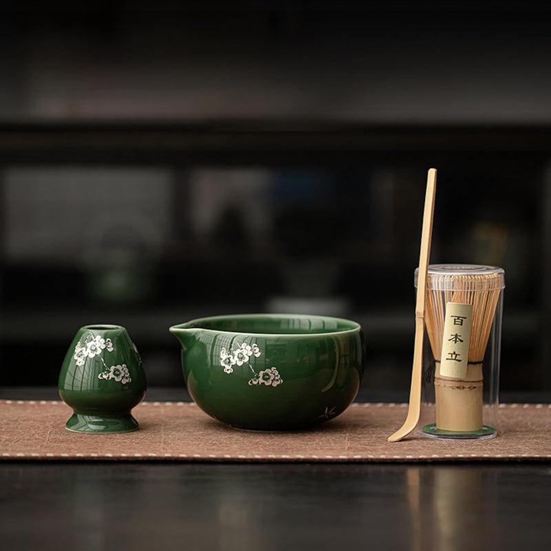 MIYUNO 抹茶 セット 抹茶セット 自宅用 茶道具 初心者 4点セット お点前セット 抹茶 陶器 抹茶茶碗 茶杓 茶せん 百本立 茶筅立て くせ直し 茶道セット matcha set for beginners お手入れも簡単 母の日 父の日 誕生日 贈り物セット おしゃれ グラデーションブルー 510ml CJ84