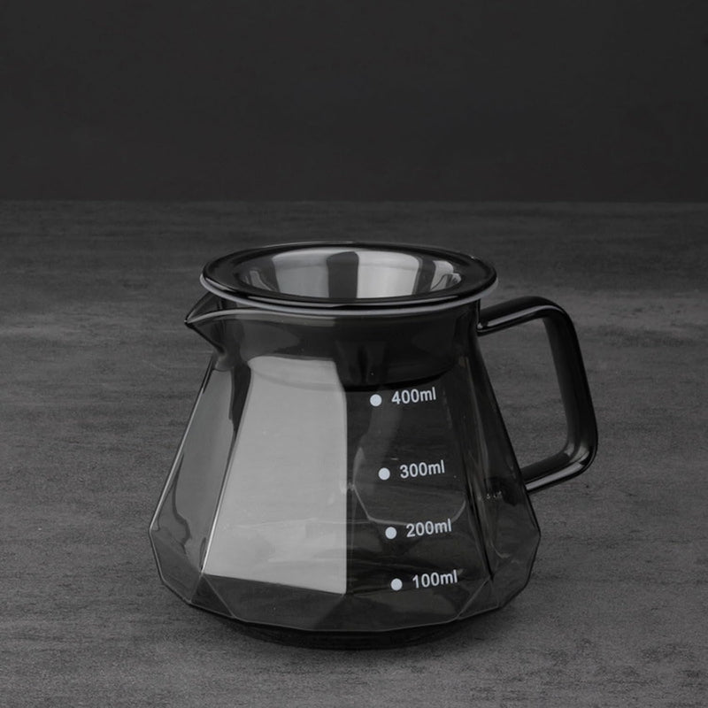 コーヒーサーバー 割れない 耐熱ガラス コーヒードリッパー ハンドドリップセット コーヒー サーバー 高ホウ素シリカガラス材料 直火対応 耐寒性 透明 蓋付き 電子レンジ·食洗機対応 目盛り付き コーヒー用品 使いやすい 洗いやすい 多用途 家用 喫茶店 1~4杯用 ダイヤモンド 600ml