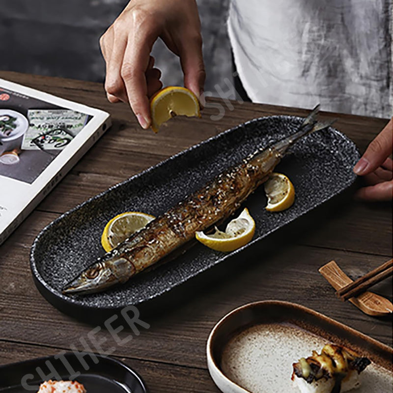 MIYUNO 楕円皿 長角皿 3枚セット 陶器 お皿セット すし 焼物皿 焼き物皿 魚 皿 取り皿 刺身皿 焼き魚皿 寿司皿 長皿 魚料理 和食 食器セット 魚焼き器 揚げ物 お茶 長方形 プレート 食器 レストラン 居酒屋 業務用 和風 磁器 おしゃれ 電子レンジ 食洗機対応 40-tuoyupan
