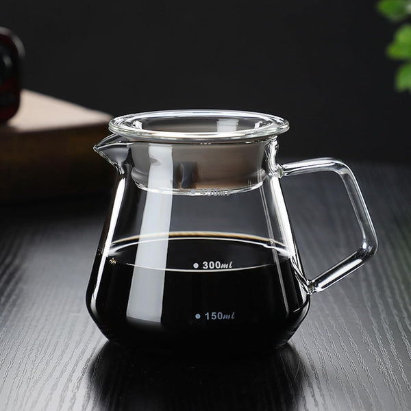 コーヒードリッパー,コーヒーサーバーJIKANNOYA コーヒードリッパー ハンドドリップセット コーヒーサーバー 割れない コーヒー サーバー 高ホウ素シリカガラス材料 耐熱ガラス 直火対応 耐寒性 透明 蓋付き 電子レンジ·食洗機対応 目盛り付き コーヒー用品 使いやすい 洗いやすい 多用途 家用 喫茶店 1~2杯用 450ml