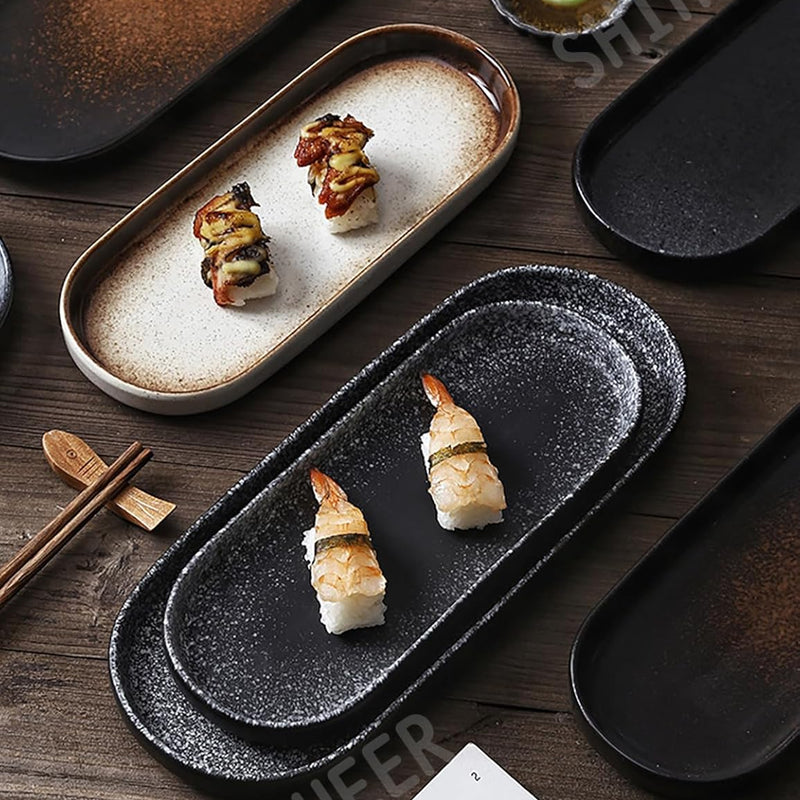 MIYUNO 楕円皿 長角皿 3枚セット 陶器 お皿セット すし 焼物皿 焼き物皿 魚 皿 取り皿 刺身皿 焼き魚皿 寿司皿 長皿 魚料理 和食 食器セット 魚焼き器 揚げ物 お茶 長方形 プレート 食器 レストラン 居酒屋 業務用 和風 磁器 おしゃれ 電子レンジ 食洗機対応 40-tuoyupan