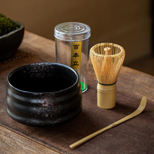 MIYUNO 抹茶セット 初心者 3点セット お点前セット 陶磁器茶碗 茶杓 茶せん 百本立 茶道具 抹茶 茶道 セット お手入れも簡単 母の日 父の日 誕生日 贈り物 400ml