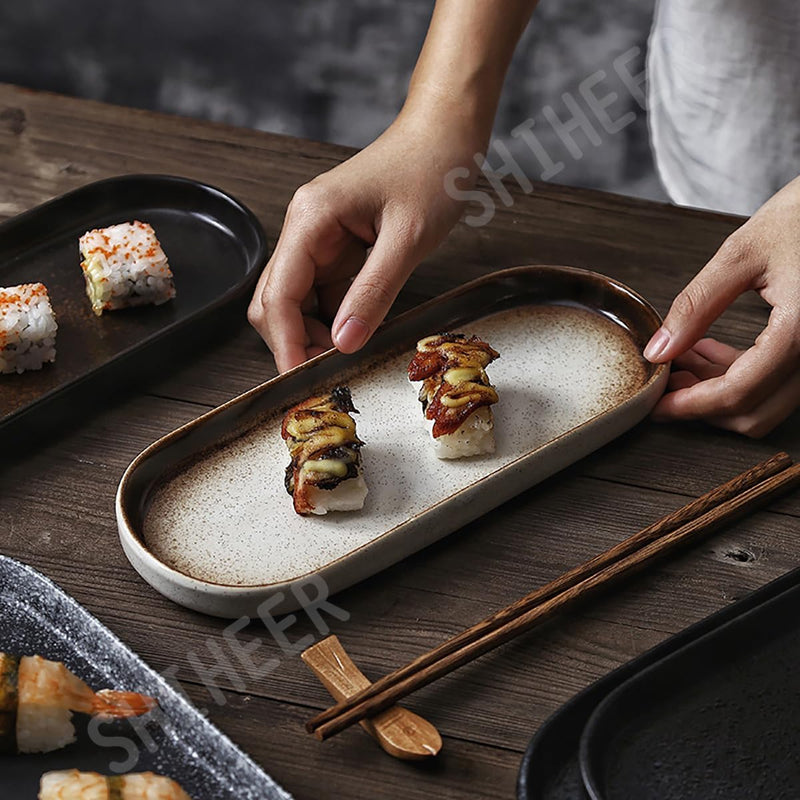 MIYUNO 楕円皿 長角皿 3枚セット 陶器 お皿セット すし 焼物皿 焼き物皿 魚 皿 取り皿 刺身皿 焼き魚皿 寿司皿 長皿 魚料理 和食 食器セット 魚焼き器 揚げ物 お茶 長方形 プレート 食器 レストラン 居酒屋 業務用 和風 磁器 おしゃれ 電子レンジ 食洗機対応 40-tuoyupan