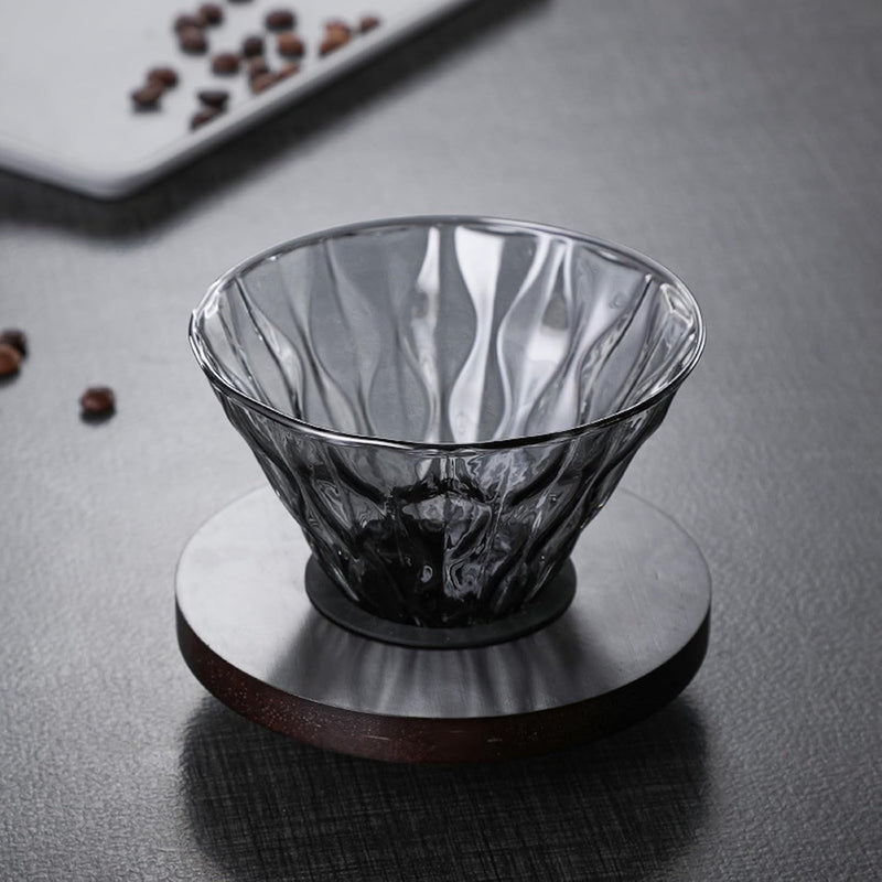 コーヒードリッパー,コーヒーサーバーJIKANNOYA コーヒードリッパー ハンドドリップセット コーヒーサーバー 割れない 高ホウ素シリカガラス材料 耐熱ガラス 直火対応 耐寒性 クルミ材 ドリッパー 電子レンジ·食洗機対応 コーヒー用品 使いやすい 洗いやすい 多用途 家用 喫茶店 1~4杯用 500ml グレー