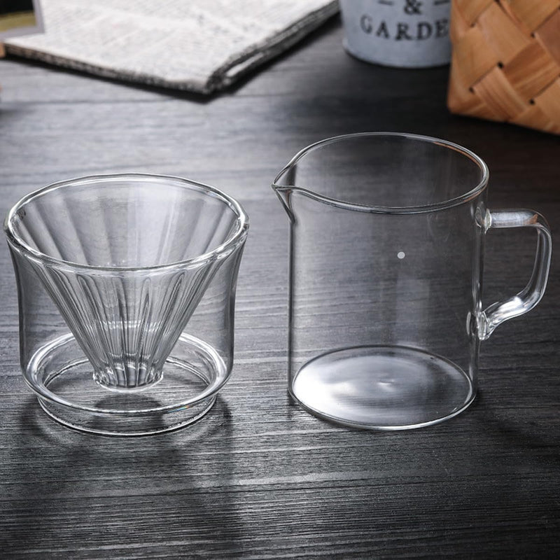 コーヒードリッパー ハンドドリップセット コーヒーサーバー 割れない 高ホウ素シリカガラス材料 耐熱ガラス 直火対応 耐寒性 透明 電子レンジ·食洗機対応 コーヒー用品 使いやすい 洗いやすい 多用途 家用 喫茶店 透明 1~2杯用 400ml