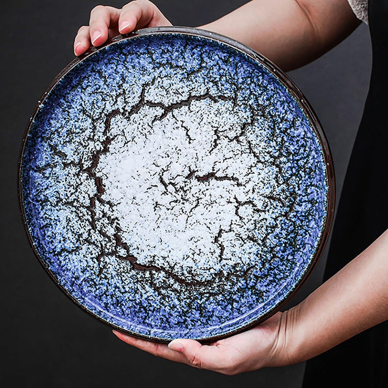 大皿 プレート 12寸皿 2セット 直径約29.5cm 陶器 和食器 中皿 盛皿 デザート皿 窯変 おしゃれ 食器 洋食 和食 カフェ風 北欧風 家庭用 居酒屋 和風 料亭 旅館 飲食店 業務用 電子レンジ 食洗機対応 12CUNXICAN